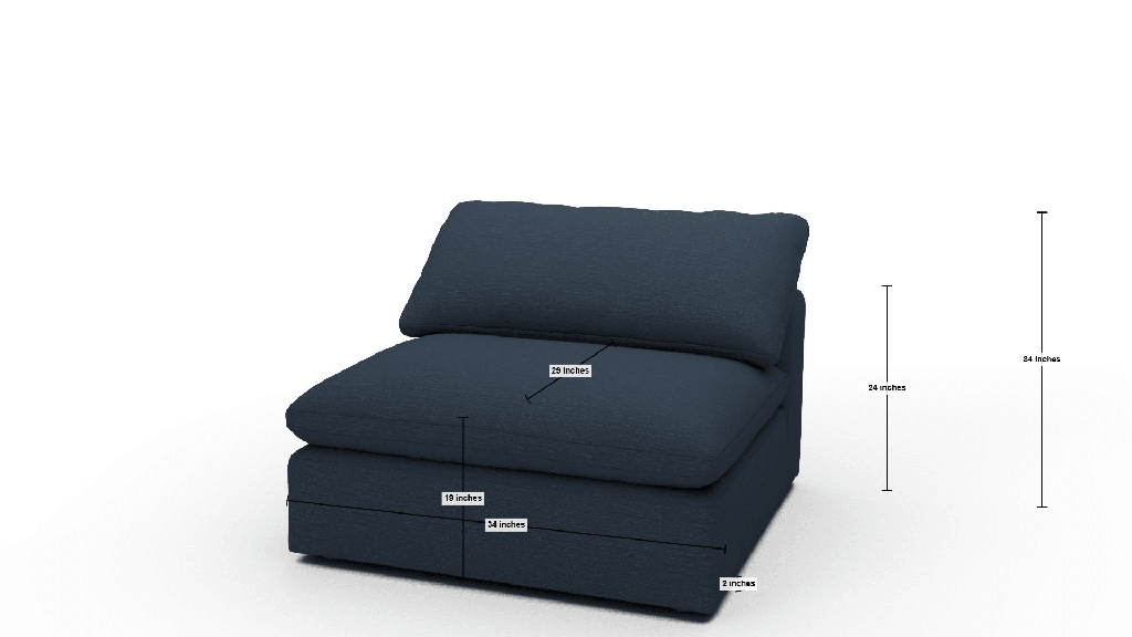 Fluffy Small Armless Chair - Dimensions