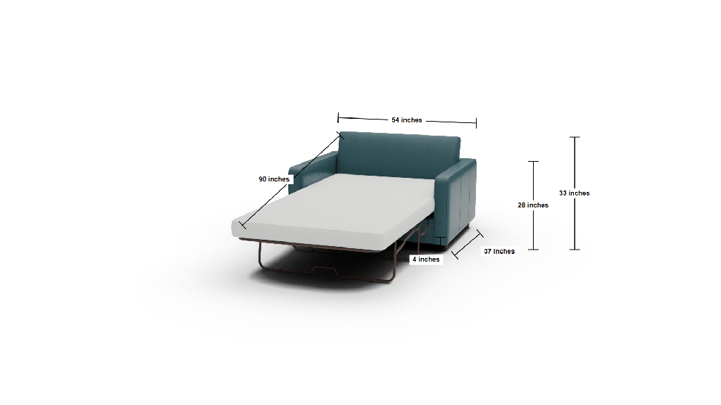 Ladybird 54" Leather Twin Sleeper Chair - Dimensions