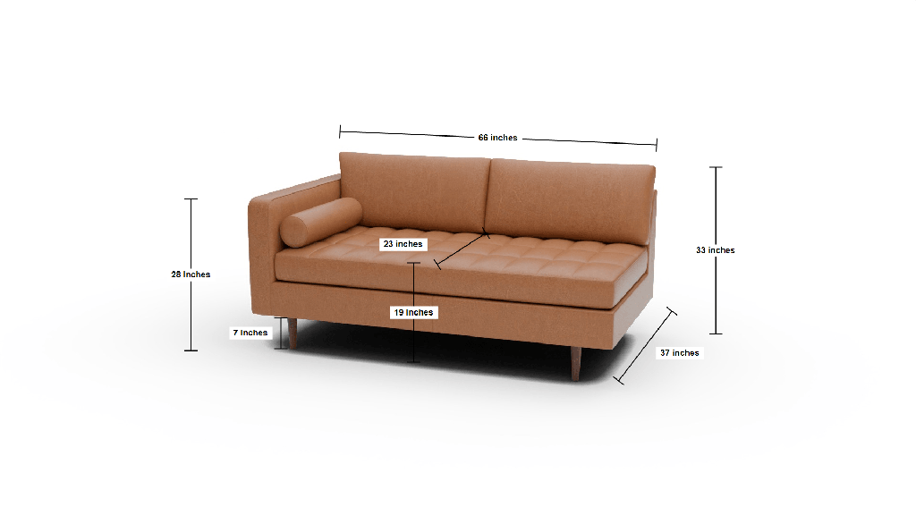 Ladybird Leather Laf Condo Sofa - Dimensions