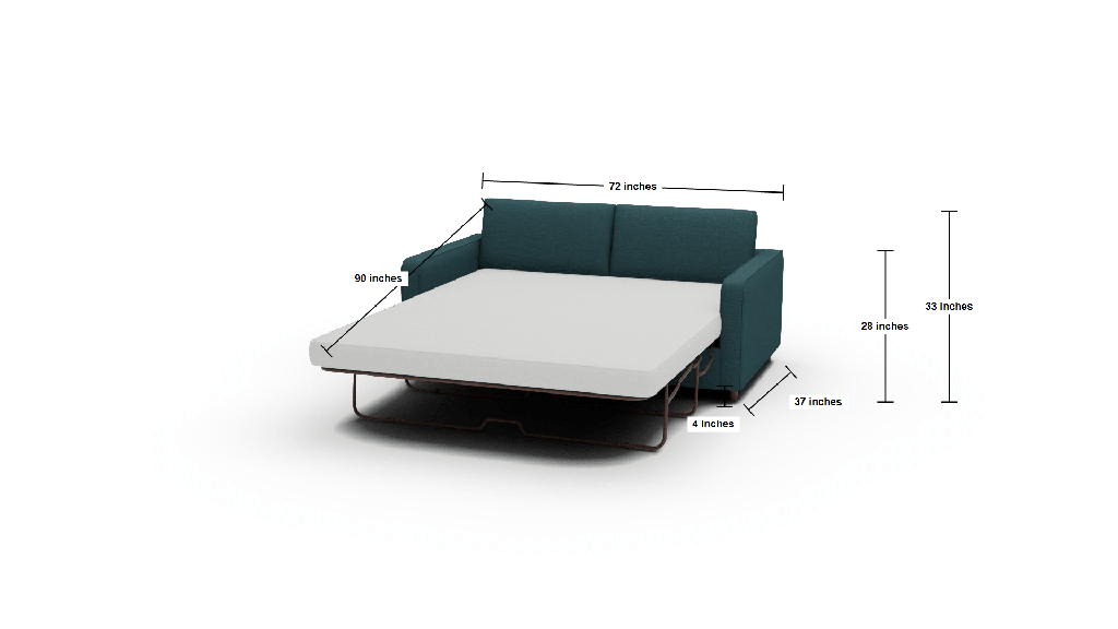 Ladybird 72" Full Sleeper Loveseat - Dimensions