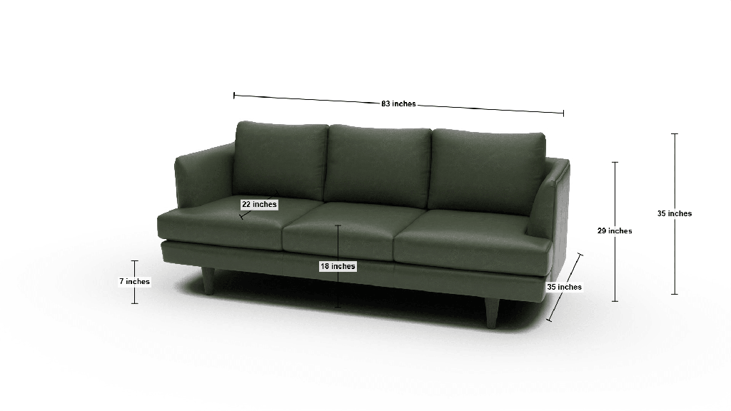 Rainey 83" Leather Sofa - Dimensions