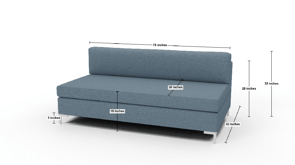 Bonnell Armless Sofa - Dimensions