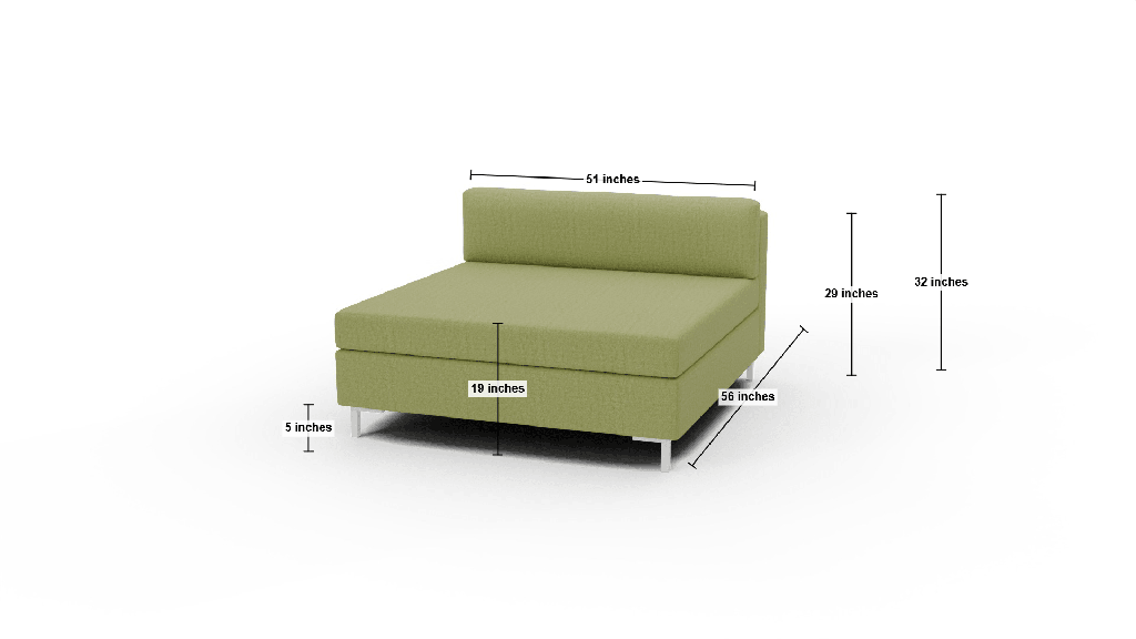 Bonnell Armless Chaise - Dimensions