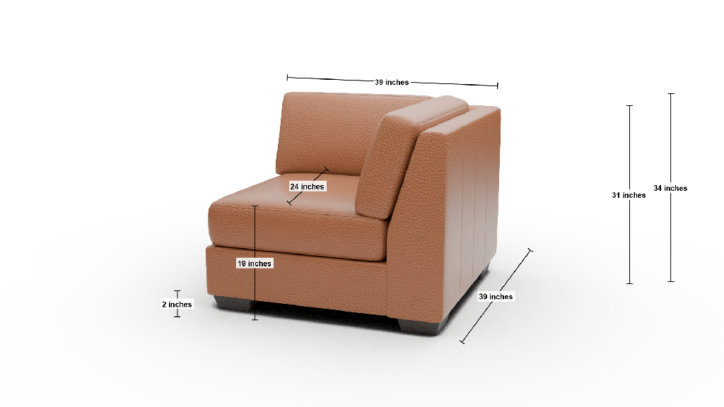 Track Leather Corner Unit - Dimensions