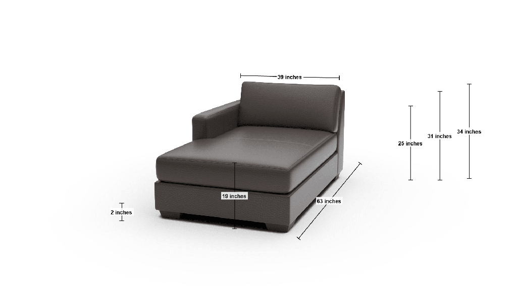 Track Leather LAF Chaise - Dimensions
