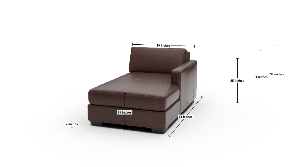 Track Leather RAF Chaise - Dimensions