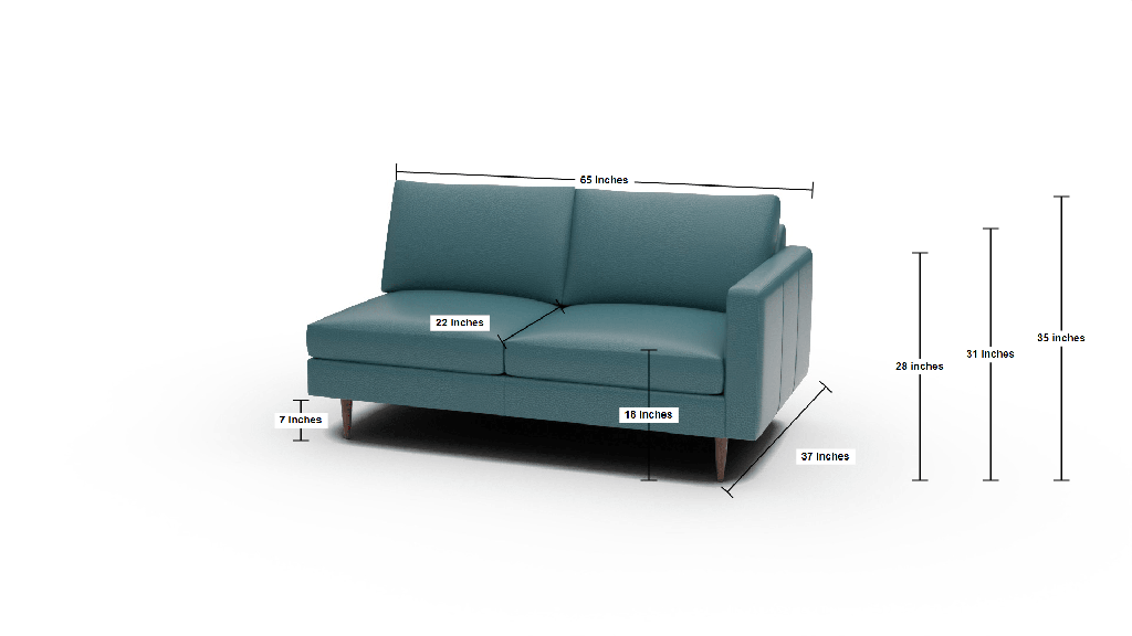 Wallace Leather Untufted Raf Condo Sofa - Dimensions