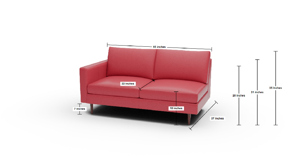 Wallace Leather Untufted Laf Condo Sofa - Dimensions