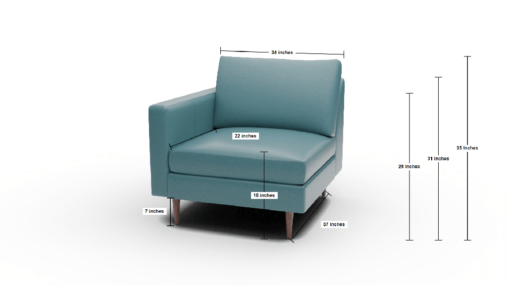 Wallace Leather Untufted Laf Chair - Dimensions