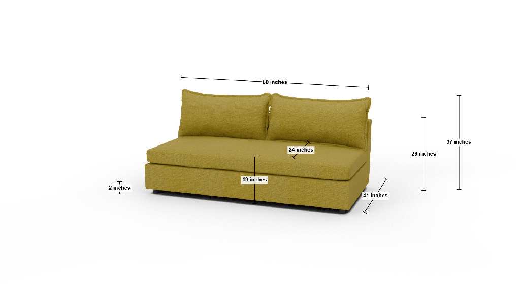 Cherrywood Armless Loveseat - Dimensions