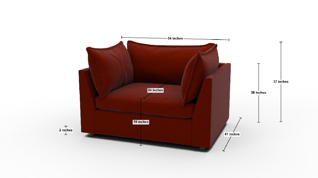 Cherrywood 54" Arm Chair - Dimensions
