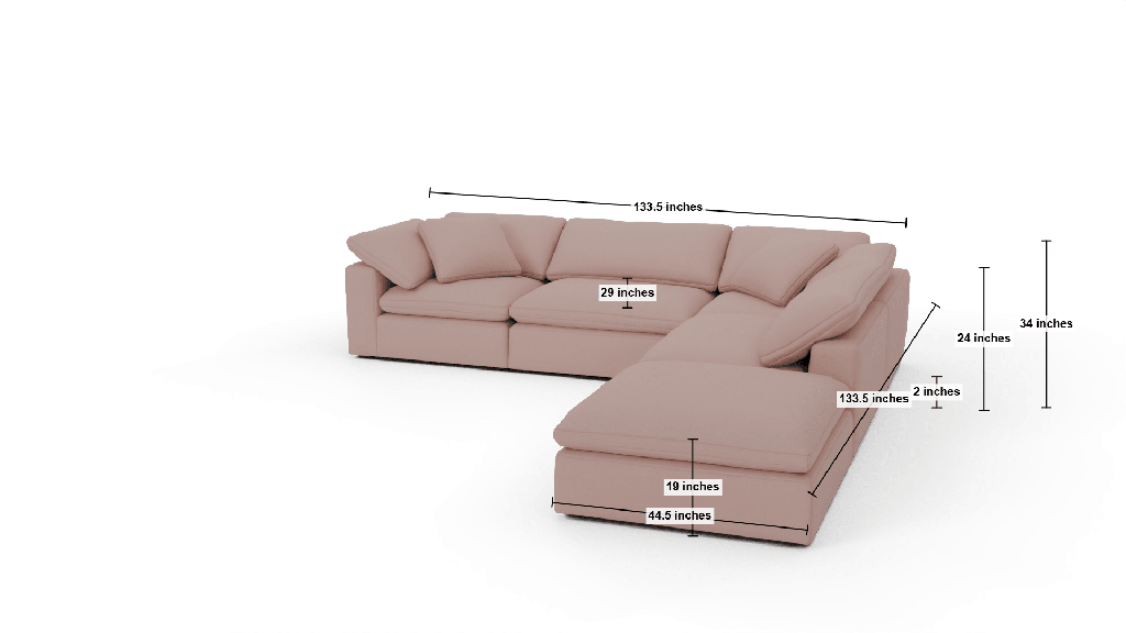 Fluffy 133.5" 4 Piece Sectional w/Otto - Dimensions