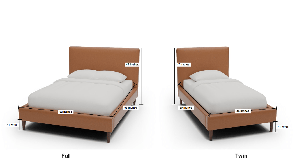 Wallace Leather Untufted Full & Twin Bed - Dimensions