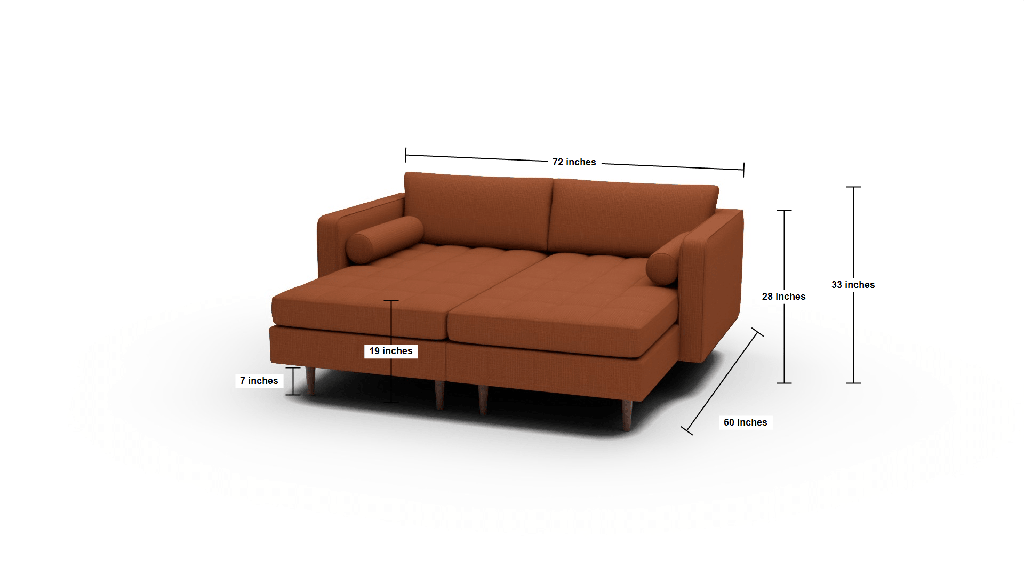 Ladybird 72" Double Chaise - Dimensions