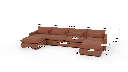 Bouldin 166" Sofa W. Double Ottomans - Dimensions