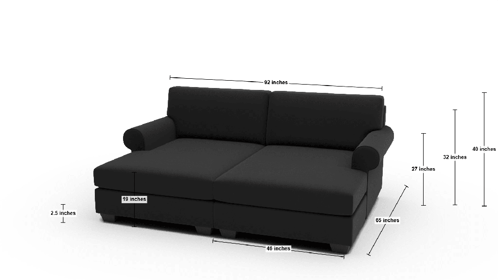 Manor 92" Double Chaise Sectional - Dimensions