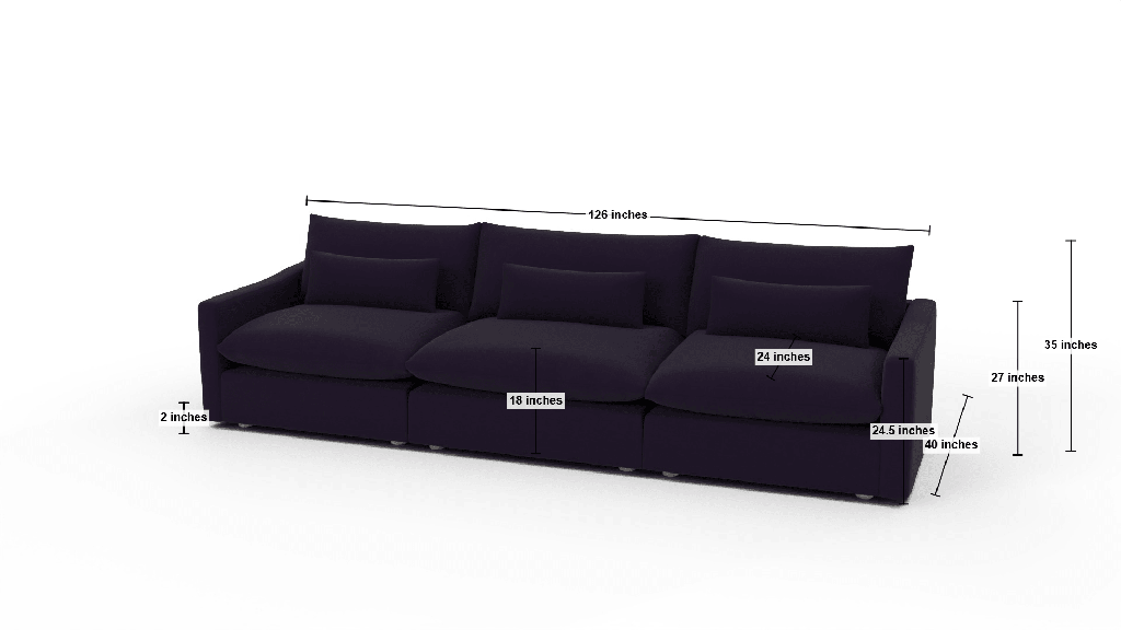 Bouldin 126" Sofa - Dimensions