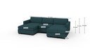 Track 103" Double Chaise With Armless Chair - Dimensions