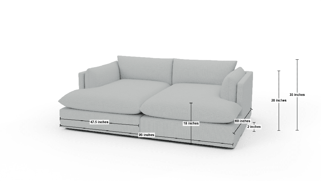 SoCo 95" Double Chaise - Dimensions