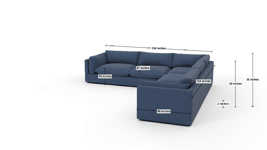 SoCo 124" Corner Sectional - Dimensions