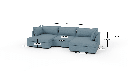 Cherrywood 136" Double Chaise W. Armless Chair - Dimensions
