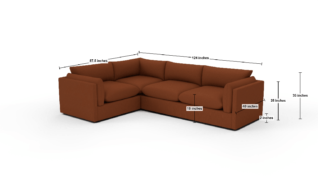SoCo 124" RAF Sofa Sectional - Dimensions