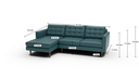 Wallace 98" Leather Left Chaise Sectional - Dimensions