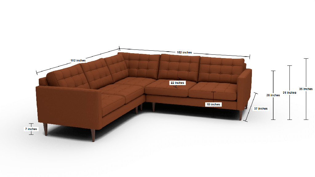 Wallace 102" Corner Sectional - Dimensions