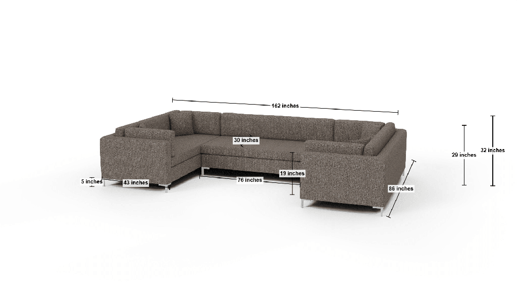 Bonnell 162" U Sectional - Dimensions
