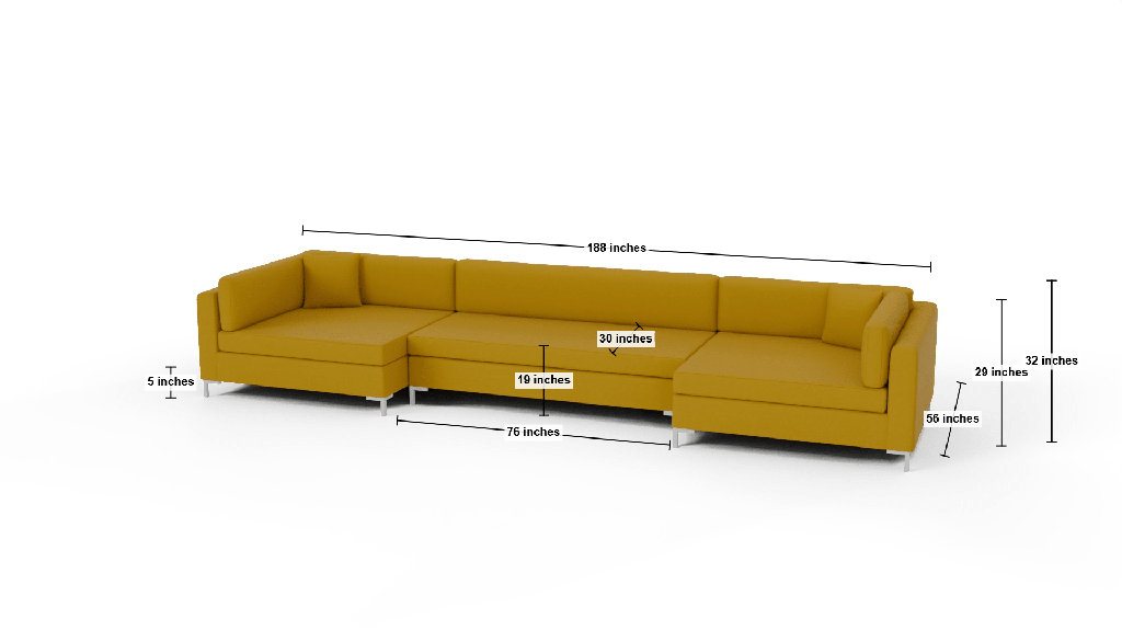 Bonnell 188" U Cuddler Sectional - Dimensions