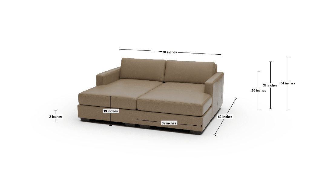 Track 78" Leather Double Chaise - Dimensions