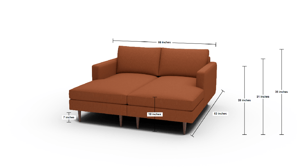 Wallace 66" Untufted Double Chaise - Dimensions