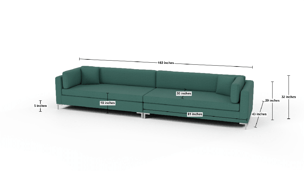 Bonnell 162" 2pc Estate Sofa - Dimensions