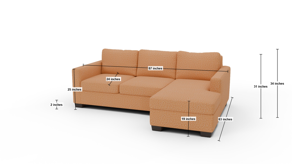 Track 87" Reversible Sofa Chaise - Dimensions