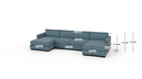 Track 141" Double Chaise With Armless Loveseat - Dimensions