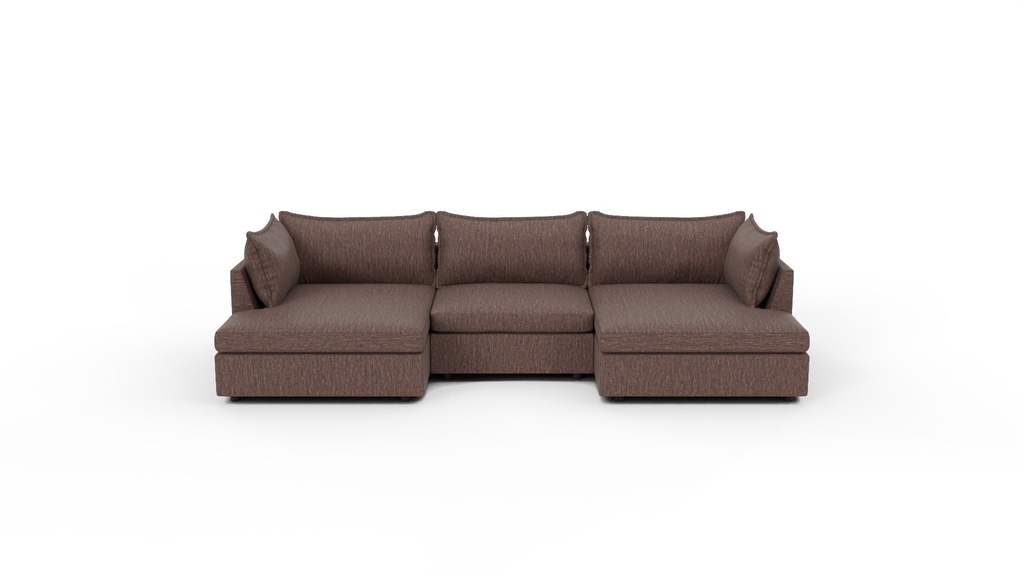 Cherrywood 3 Pc Double Chaise Sectional w/Armless Chair