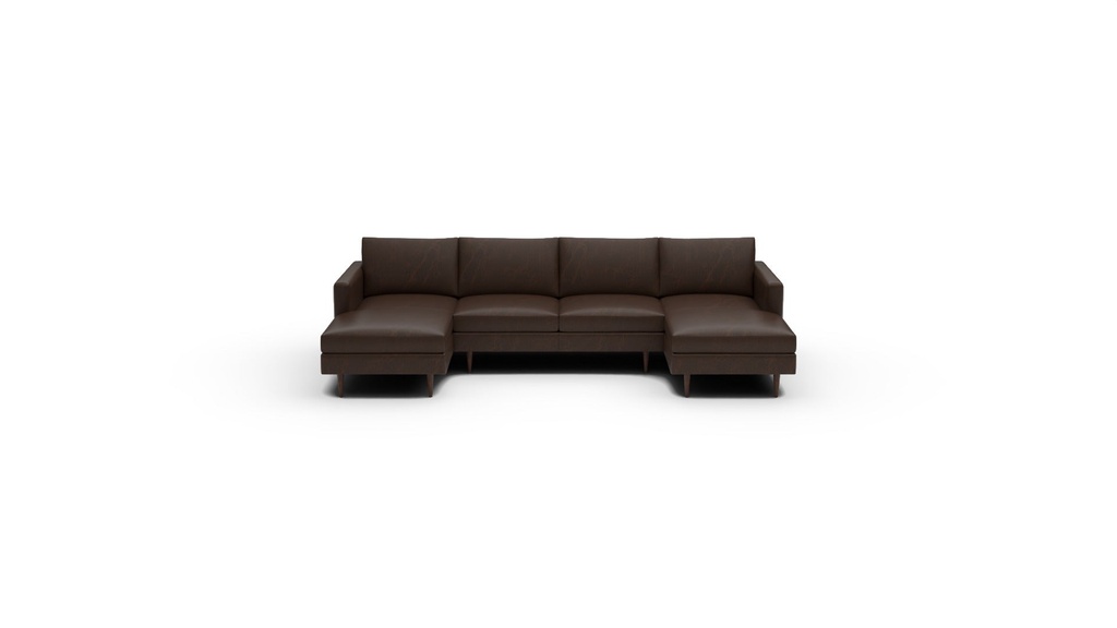 Wallace Untufted Leather 3 Pc Double Chaise Sectional w/Armless Loveseat (Cheyenne Arrowshaft)