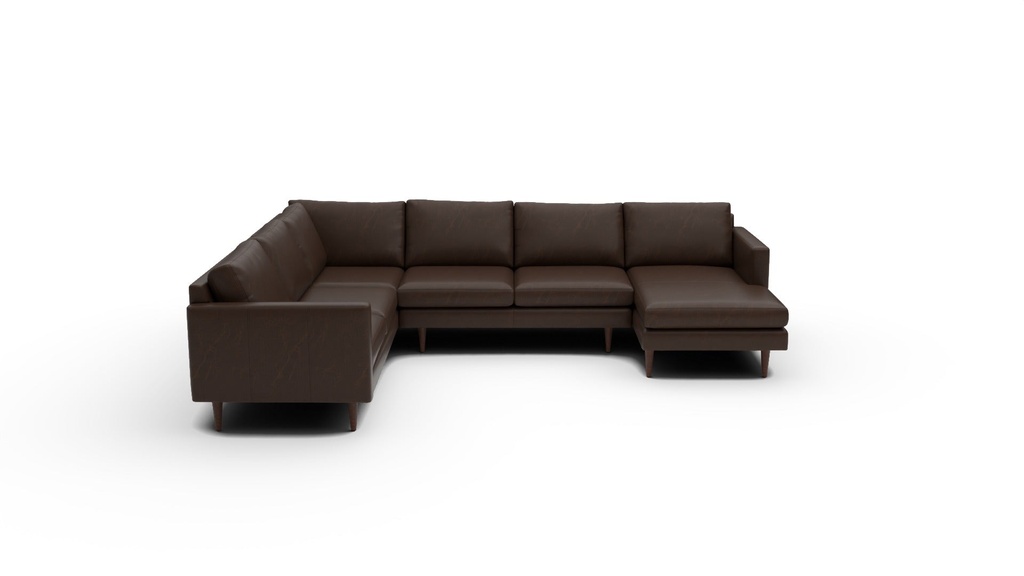 Wallace Untufted Leather 4 Pc Corner Sectional w/RAF Chaise (Cheyenne Arrowshaft)
