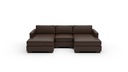 Track Leather 3 Pc Double Chaise Sectional w/Armless Chair