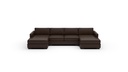 Track Leather 3 Pc Double Chaise Sleeper Sectional