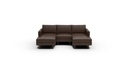 Wallace Untufted Leather 3 Pc Double Chaise Sectional w/Armless Chair