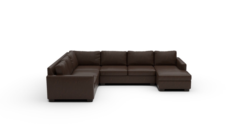 Track Leather 3 Pc Corner Sleeper Sectional w/RAF Chaise (Cheyenne Arrowshaft)